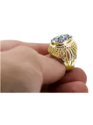 Циркон 14K Жовте золото Каблучка Вінтаж стиль vrc089y